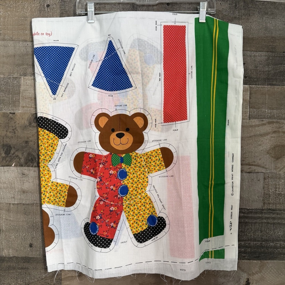 Vintage Cranston Print Works Cut 'n Sew Panel Swinging Bear Mobile or Toy Plush